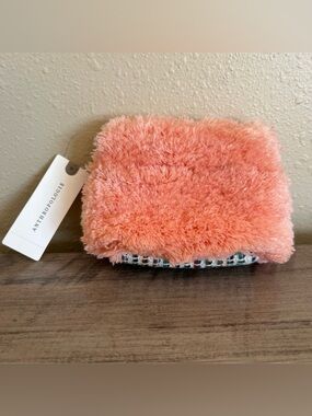 Anthropologie Jasper & Jeera Shag Coin Pouch Pinch Open Hinge Peach Pink Boho